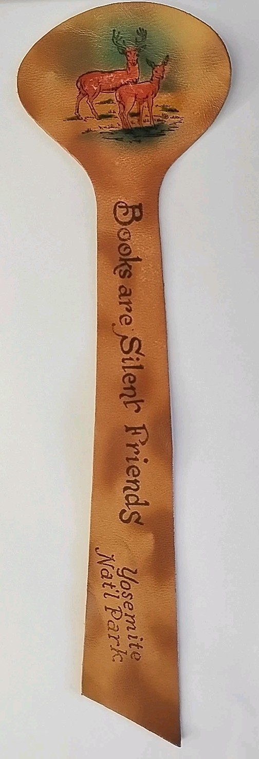 Vtg Leather Deer Bookmark Yosemite National Park “Books Are Silent Friends”