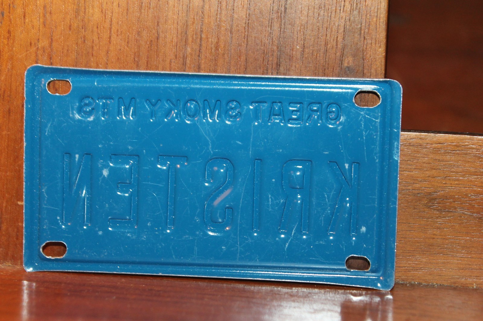 Vintage 1970s TN Bicycle License Plate Great Smoky Mountains MTS Kristen