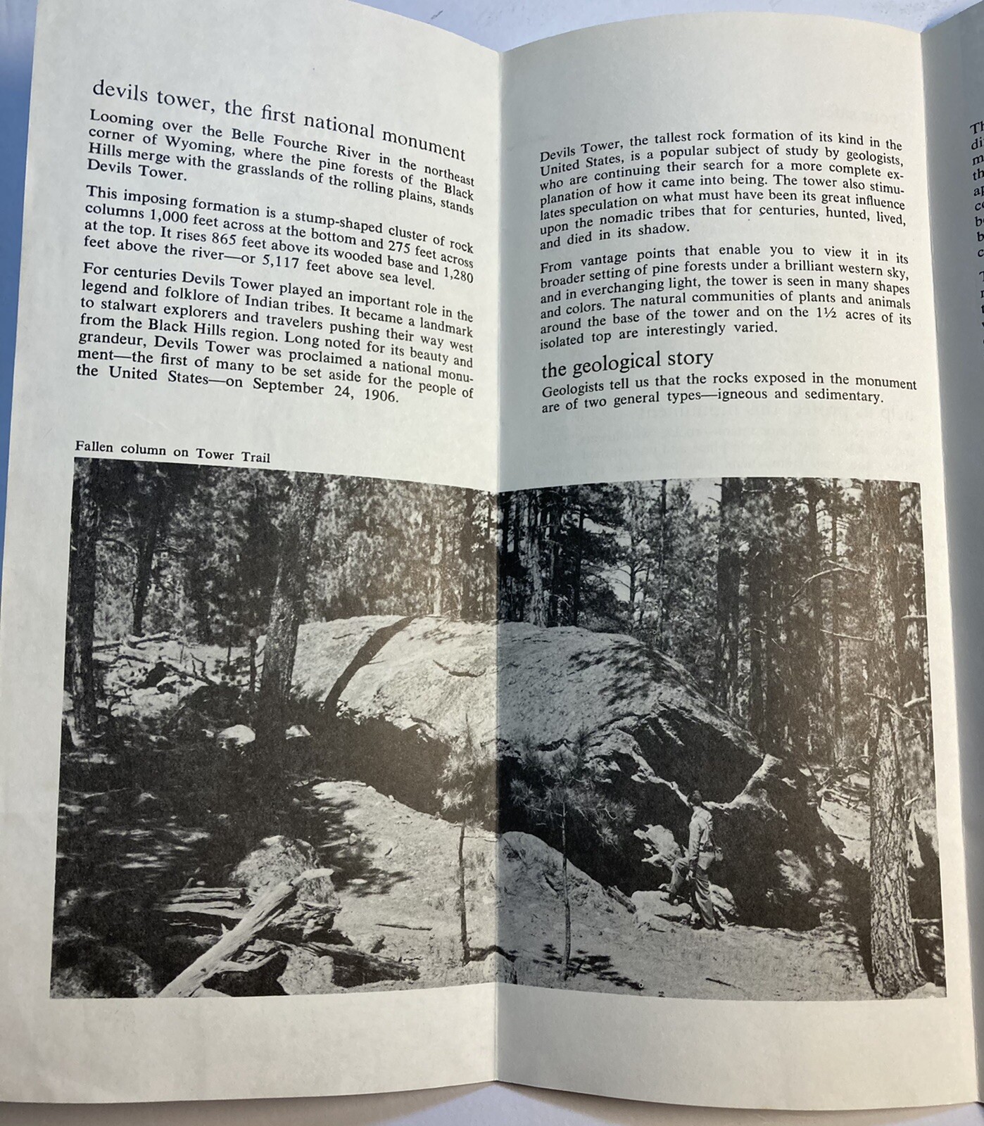 Devils Tower National Monument Map 1975 Folding Brochure Wyoming WY