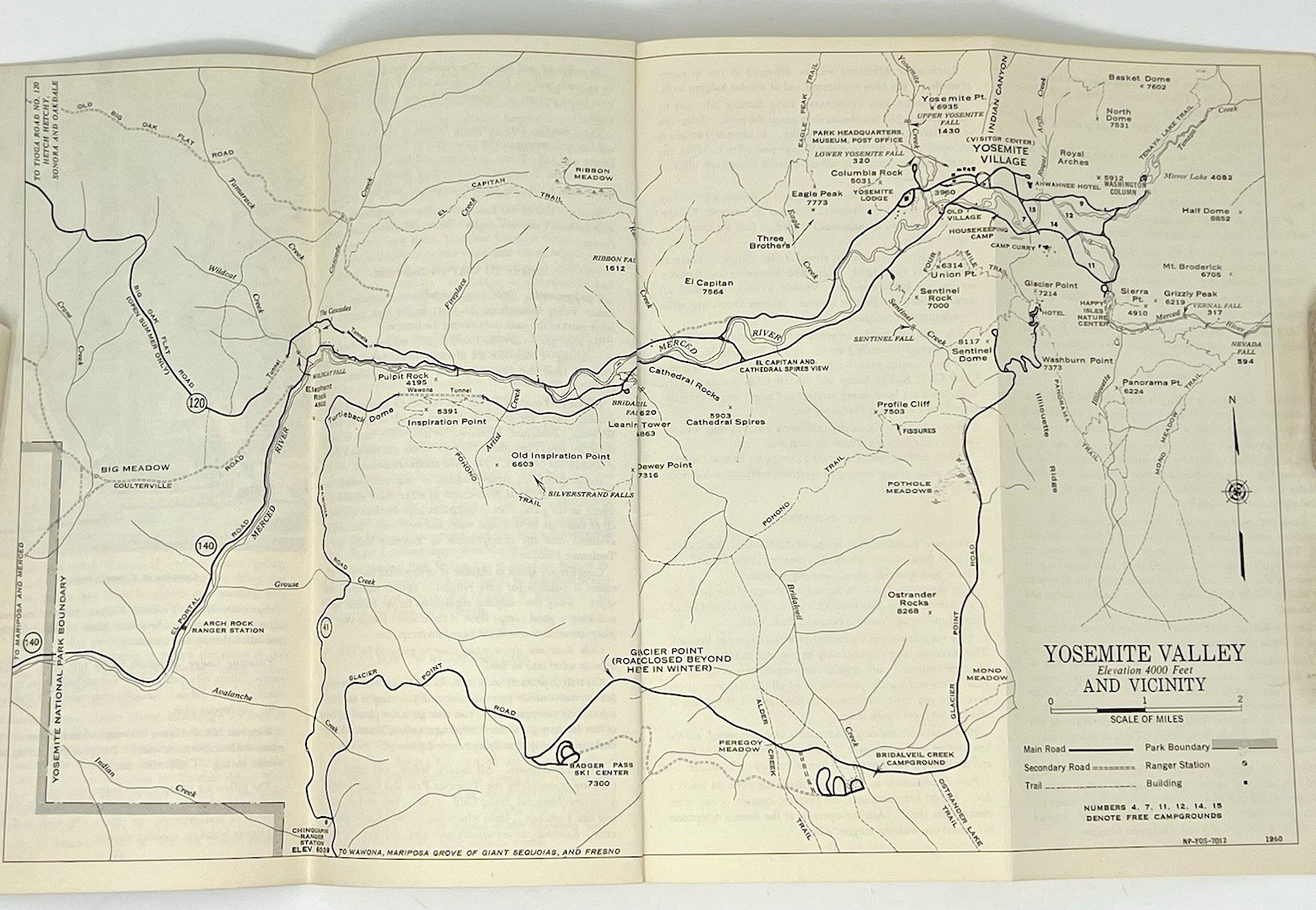 1961 Vintage YOSEMITE NATIONAL PARK Travel Pamphlet Map, Book/Foldout Design