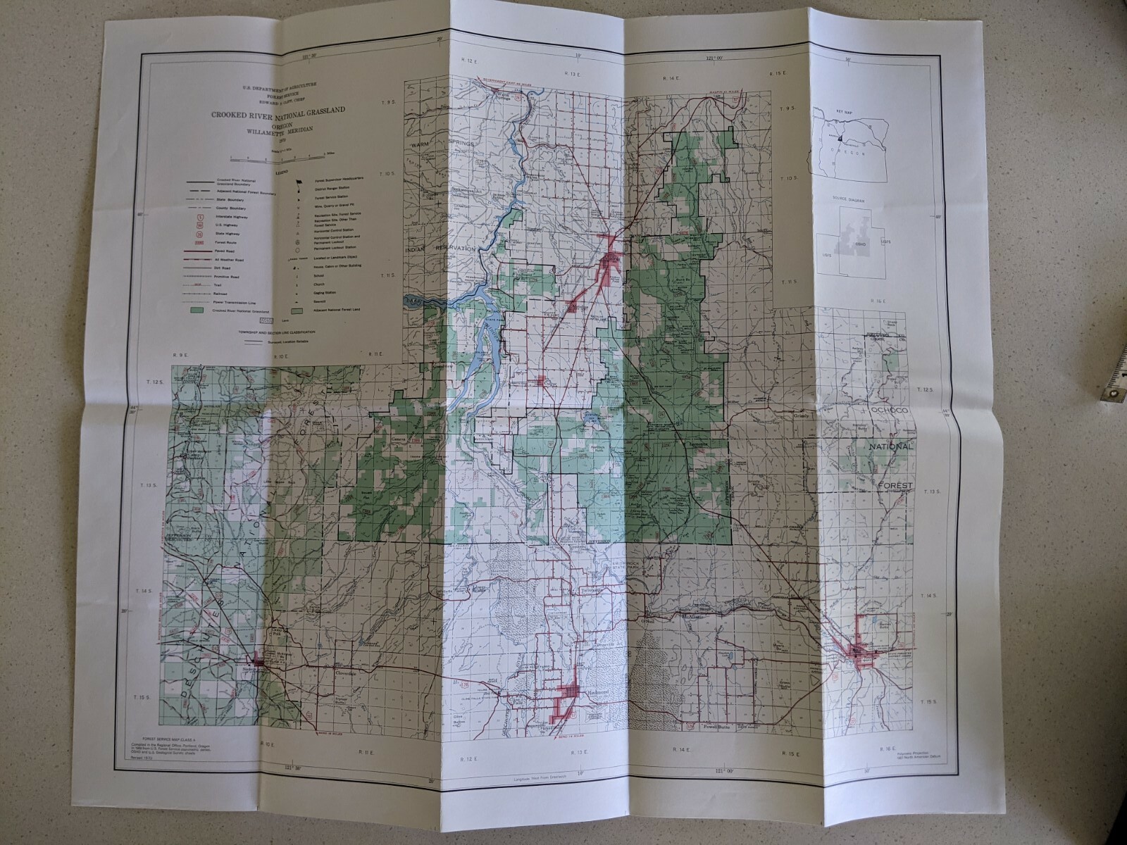 Crooked River National Grassland USDA Map 1970