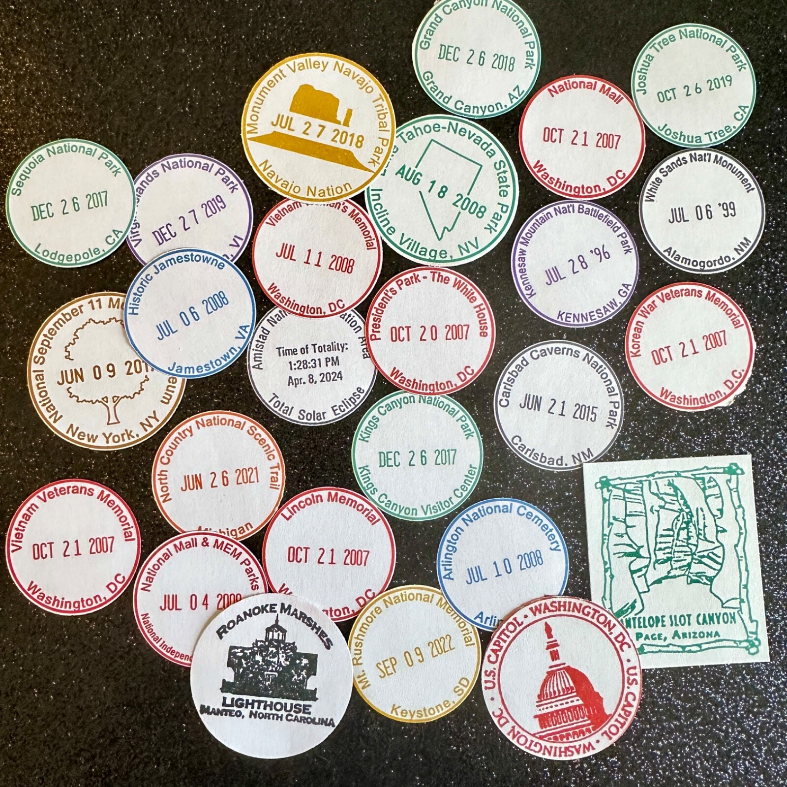 National Park Passport Cancellation Stamp Stickers- Passport Stickers