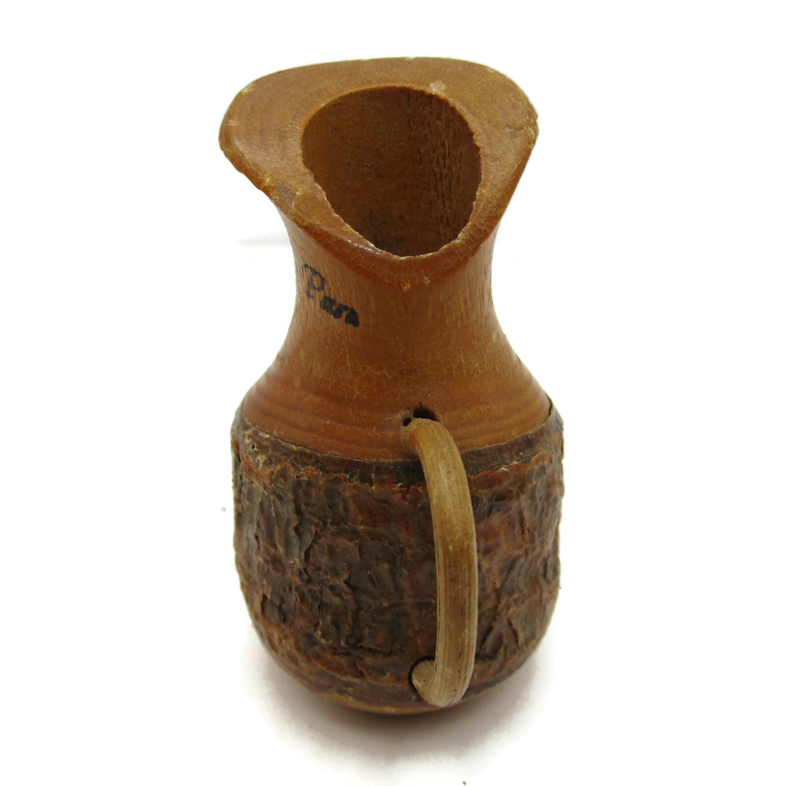 Vintage Grand Canyon Wood Pitcher Jug Souvenir Carved Miniature Rustic Tree Bark