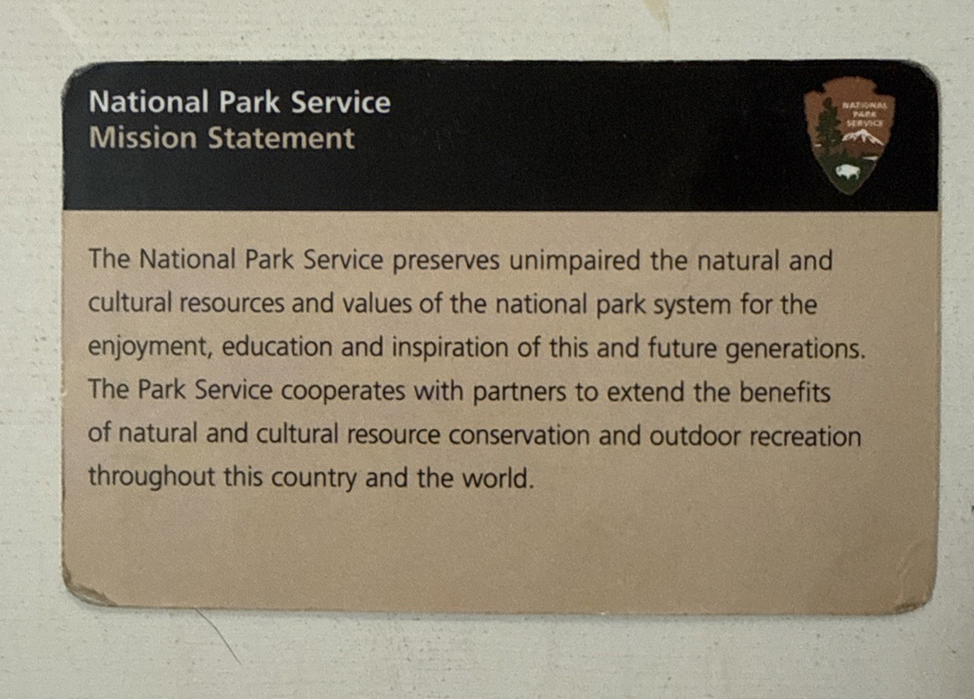 National Park Service NPS Core Values Card 2001 Very Rare OOP Arrowhead See Pics