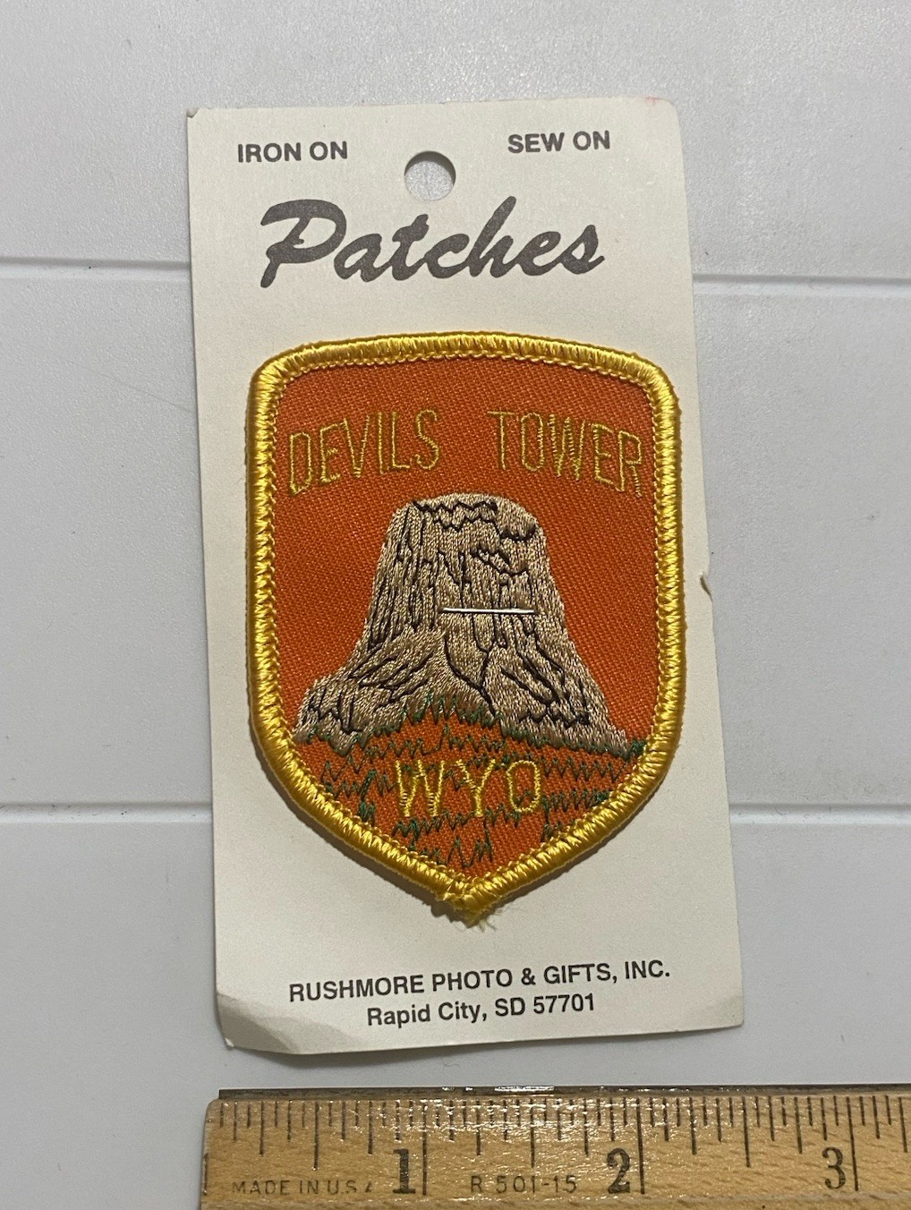 NIP Devils Tower National Monument Wyoming Souvenir Embroidered Iron-on Patch