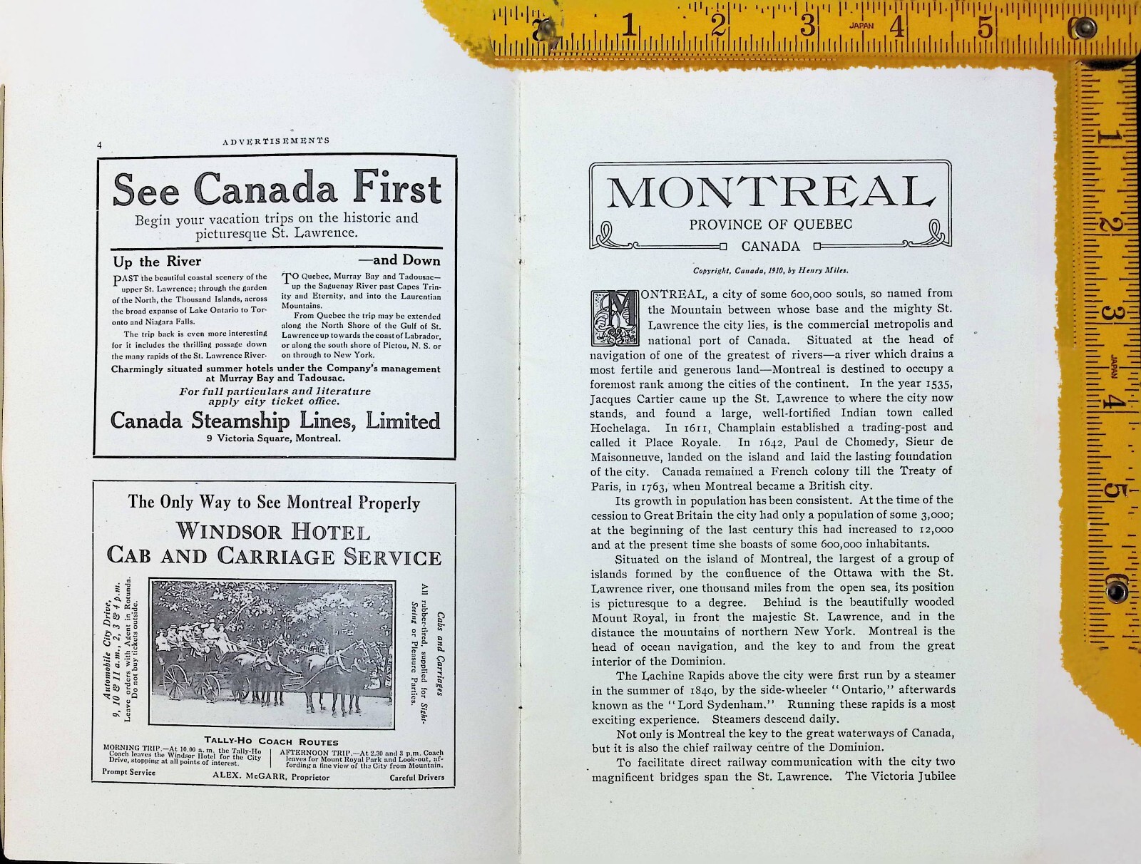 1914 Montreal – Travel and Tourist guide – Vintage