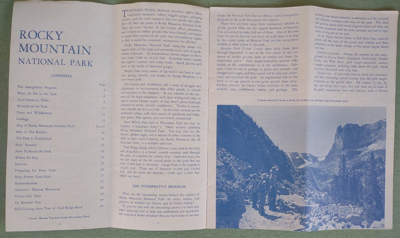 Rocky Mountain National Park 1963 Booklet Map