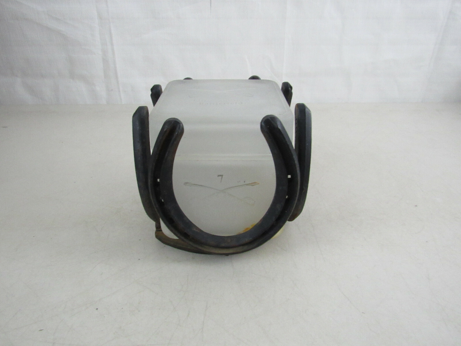 Little Big Horn Battlefield Montana Frosted Glass Seal Jar & Horse Shoe Holder