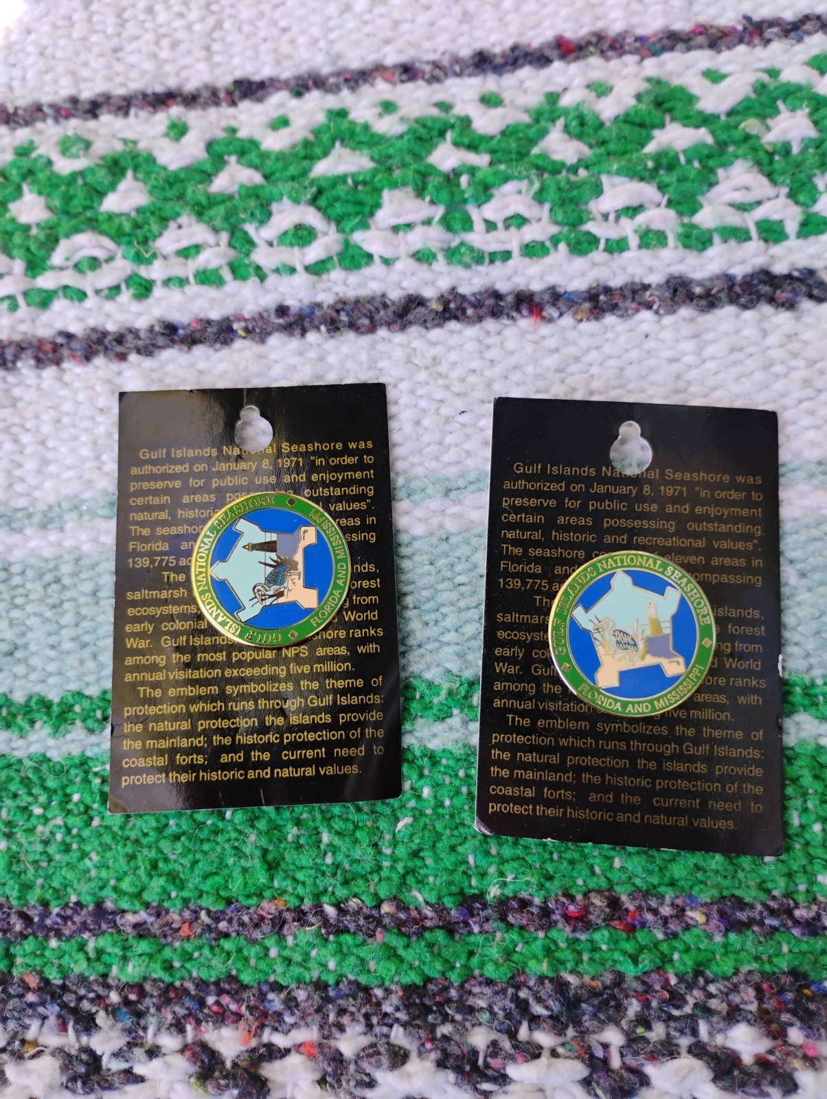 Vintage Gulf Islands National Seashore Pin Florida Mississippi Pelican Set Of 2