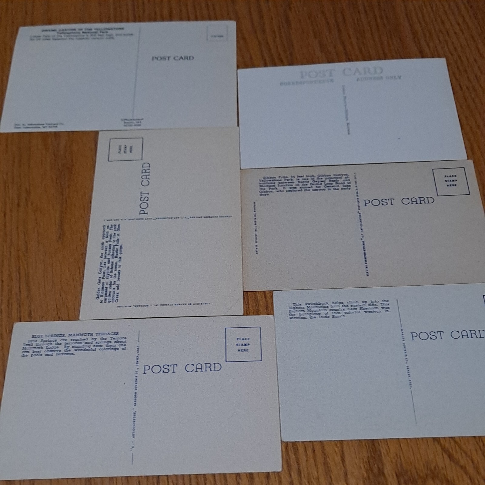 Lot Of 6 Vintage Yellowstone Park Postcards D2