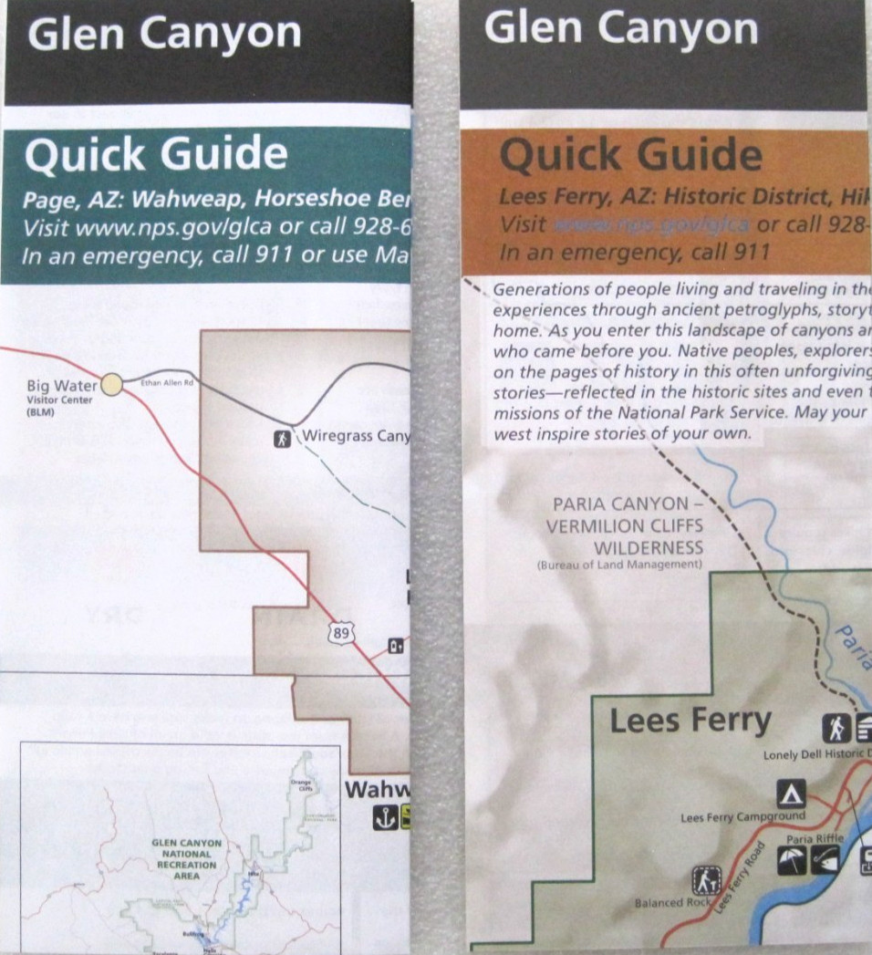 Glen Canyon National Recreation Area Lot Of 2 Brochure Maps