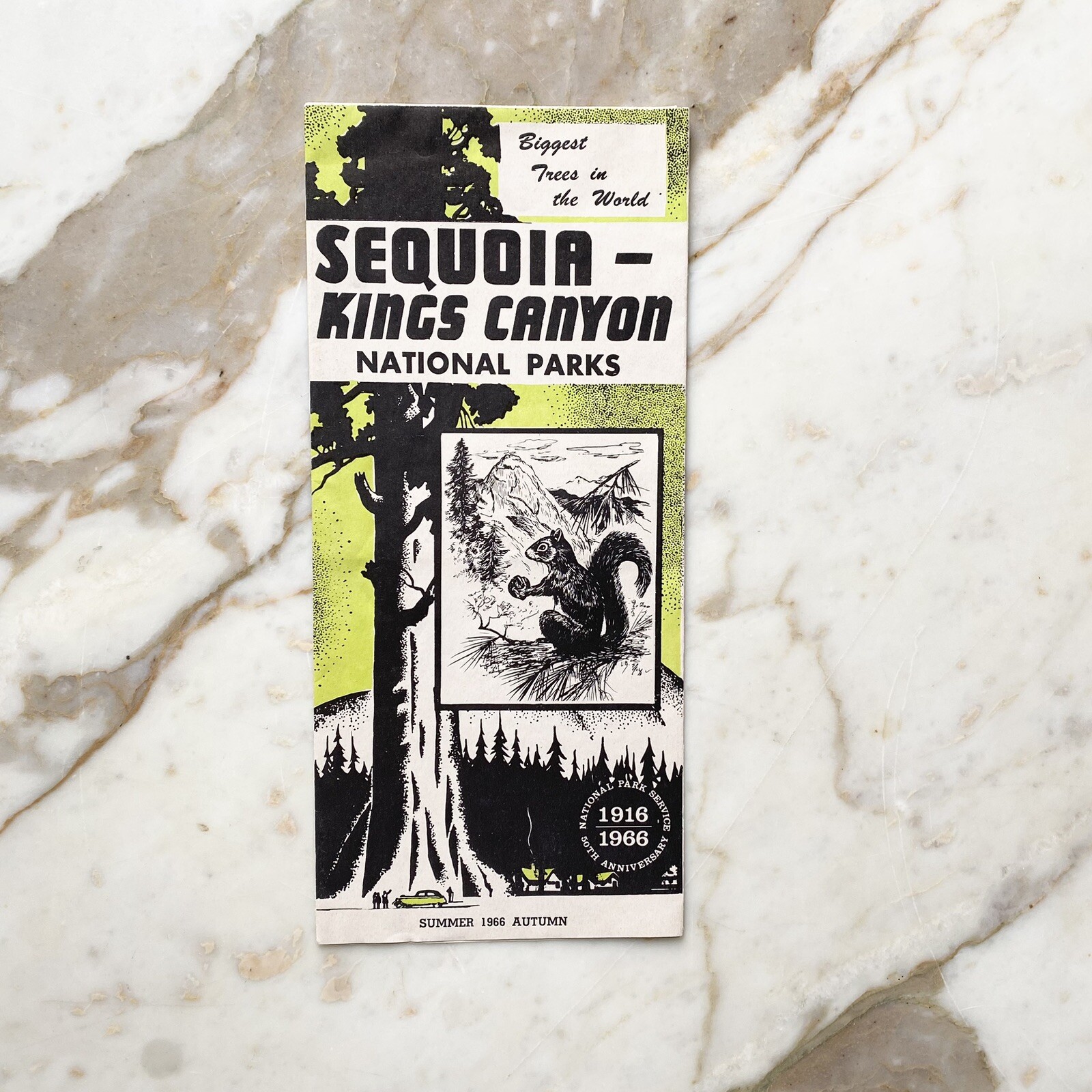 Vintage 1966 Brochure Sequoia Kings Canyon National Park 50th Anniversary of NPS