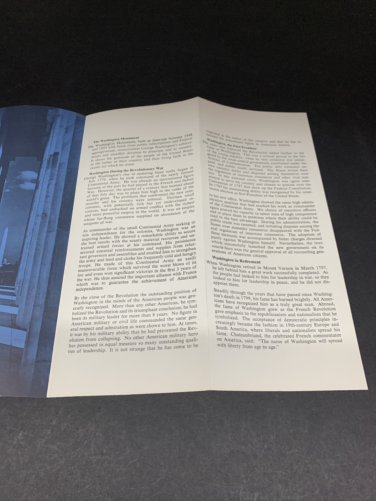 VINTAGE WASHINGTON DC, The Washington Monument BROCHURE 1969