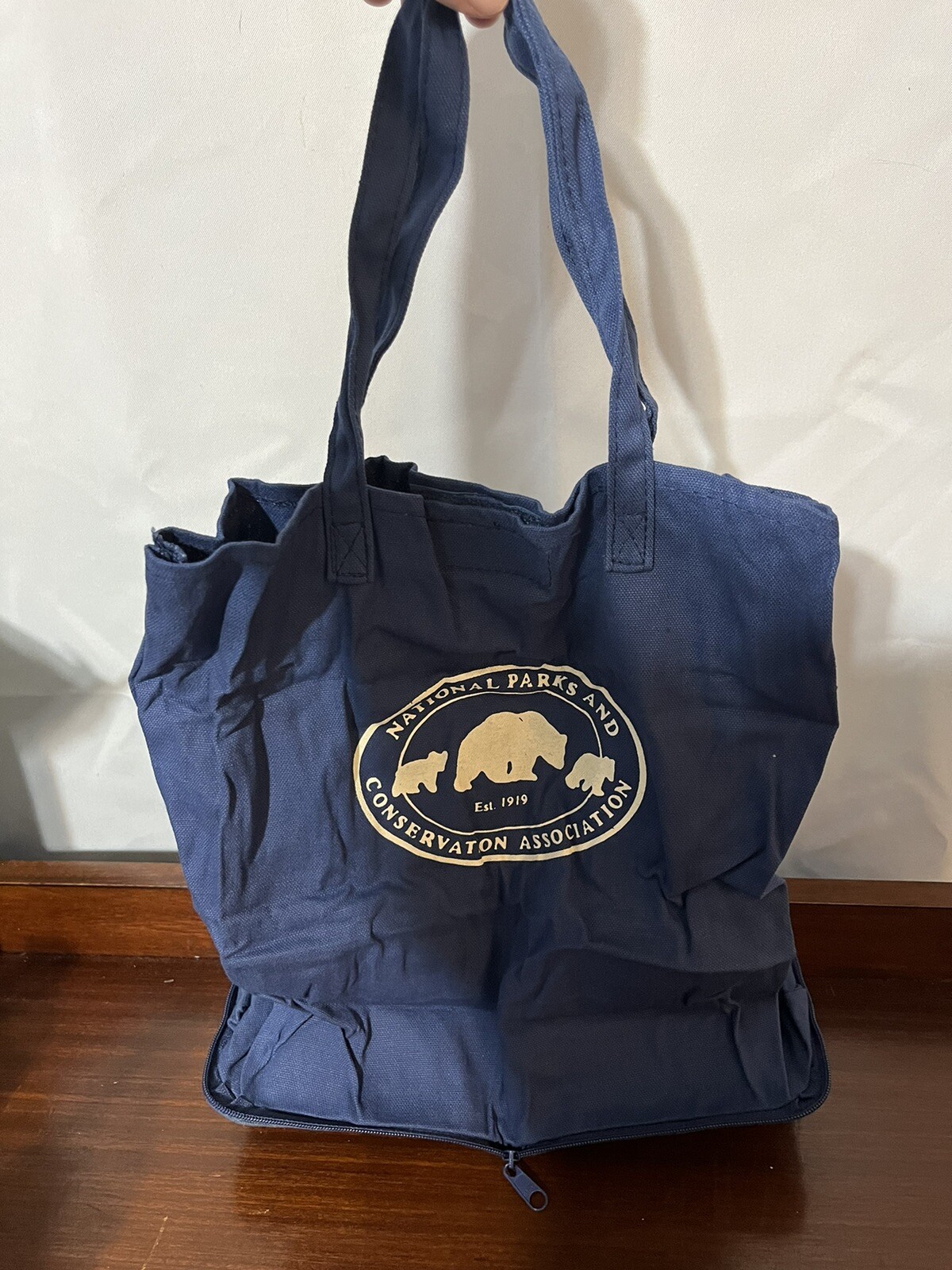 National Parks And Conservation Association Zip Up Tote bag Pouch Navy Canvas