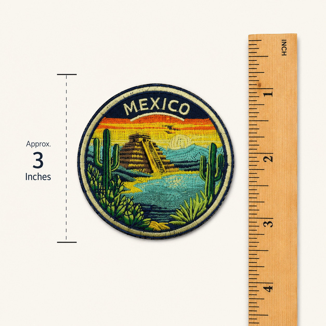 Chichen Itza Mexico Patch 3″ Iron On Embroidered Pyramid Travel Souvenir