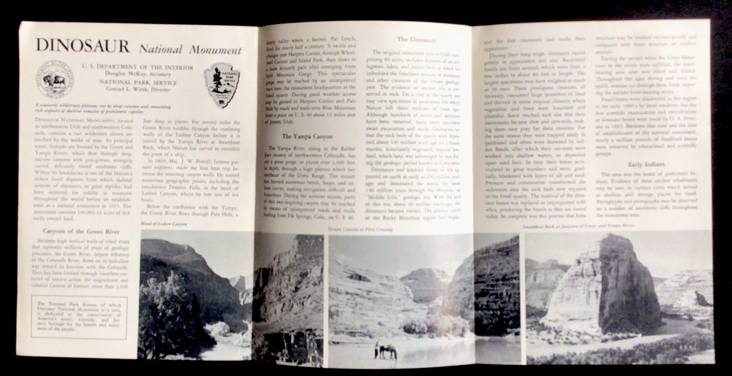 1953 Dinosaur National Monument Utah Colorado Tourist Travel Brochure