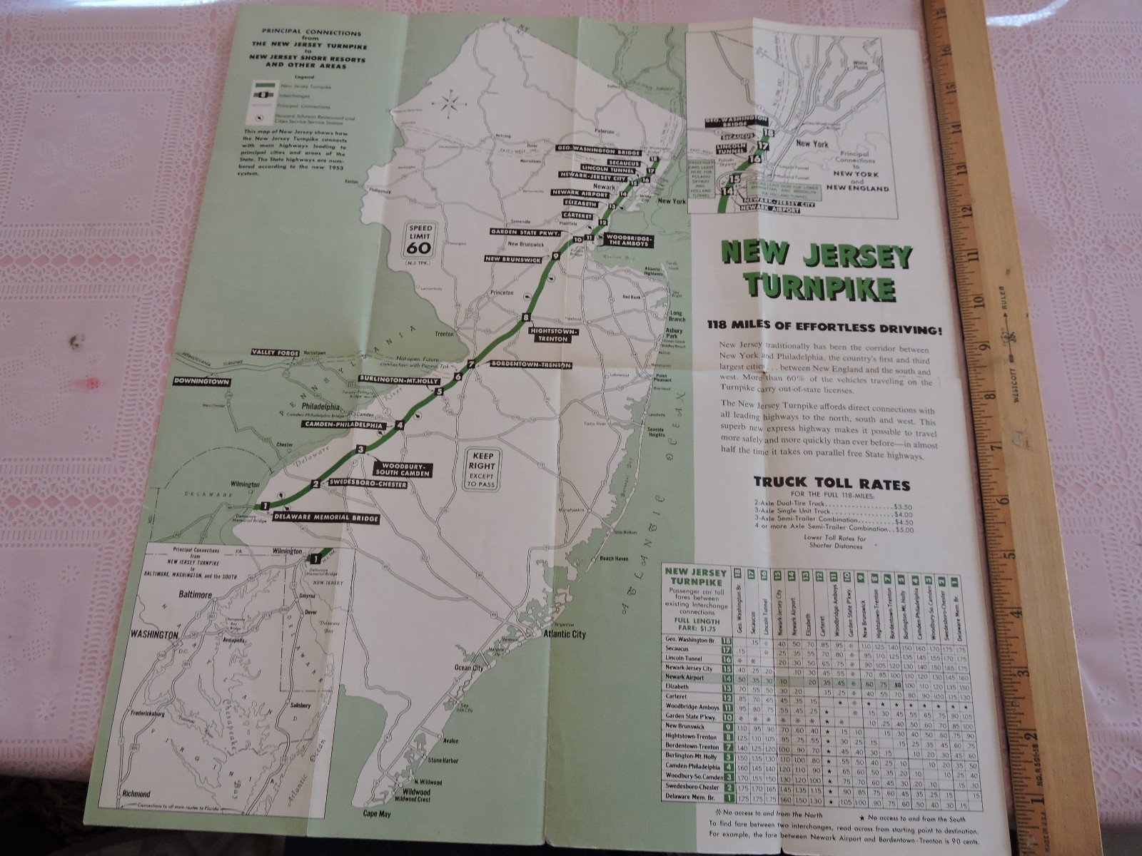 Rare 1953 NEW JERSEY TURNPIKE NJT Original Brochure WOW, GREAT! Mao, Delaware