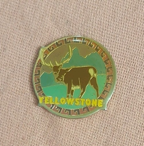 Vintage Yellowstone National Park Elk Travel Souvenir Lapel Pin