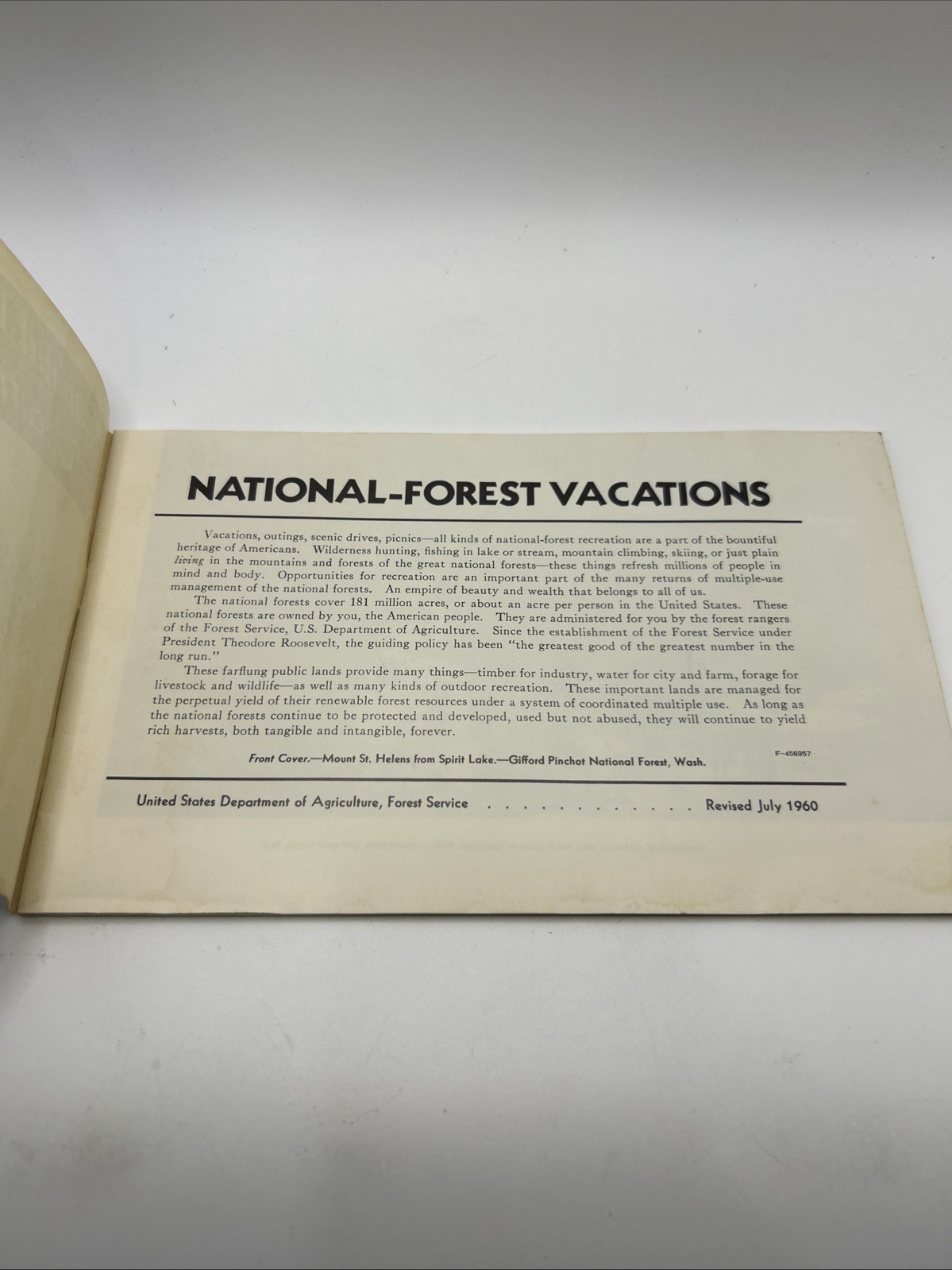 1960 NATIONAL FOREST VACATION Book Parks by State Scenic Drives Picnics Guide