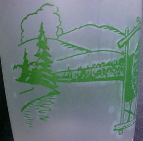 Vintage Yellowstone National Park & Wyoming Old Faithful Tetons Frosted Glass