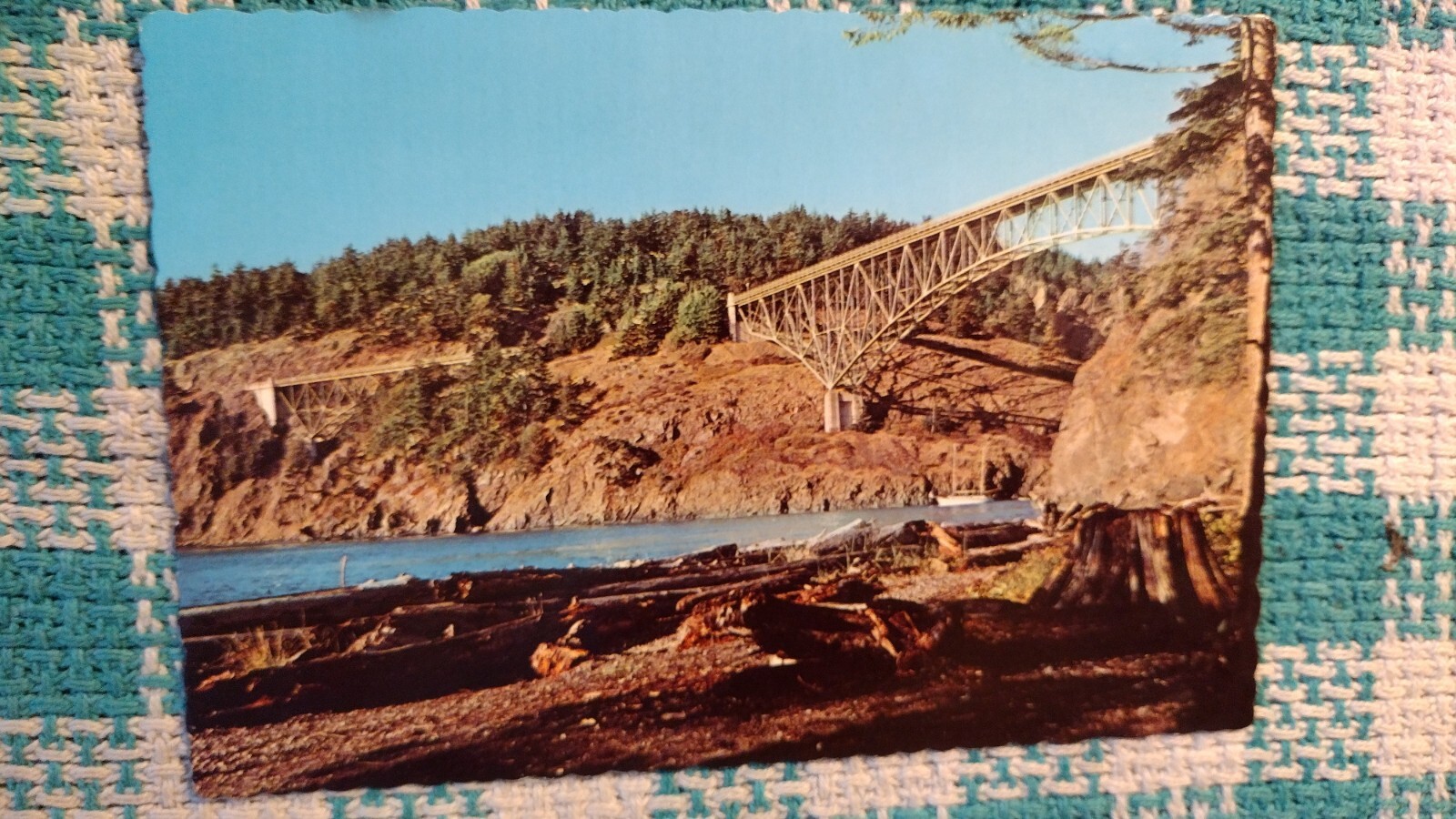 BEAUTIFUL POST CARD DECEPTION PASS BRIDGE WHIDBEY ISLAND WASHINGTON.