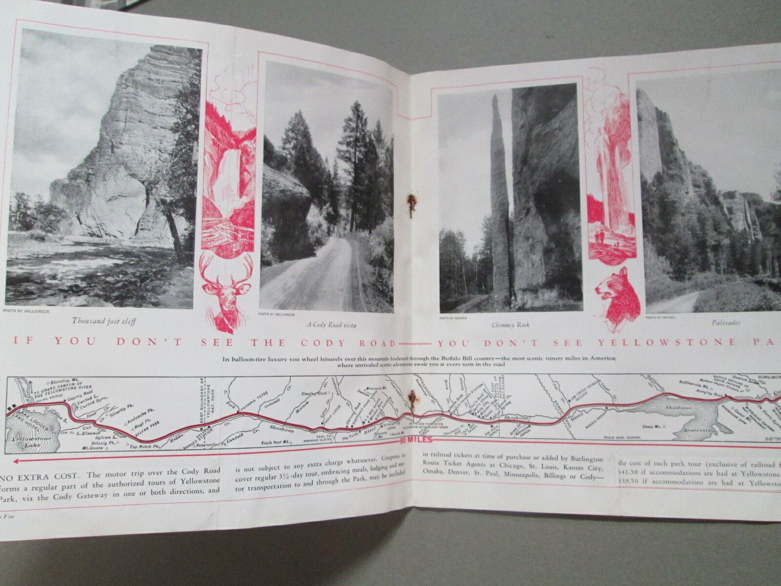 1935 Burlington Route Railroad Brochure CODY ROAD TO YELLOWSTONE Buffalo Bill
