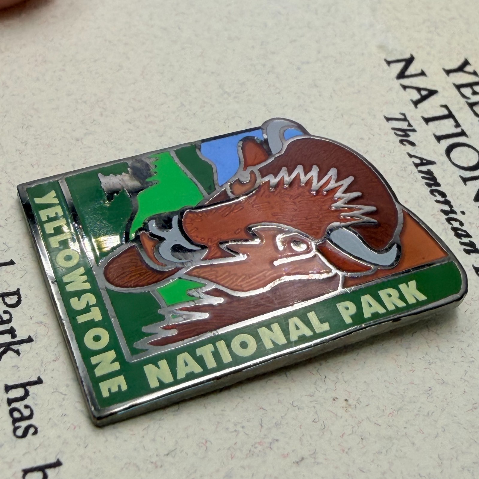 Yellowstone National Park Buffalo Bison Wyoming Lapel Pin Travel Association