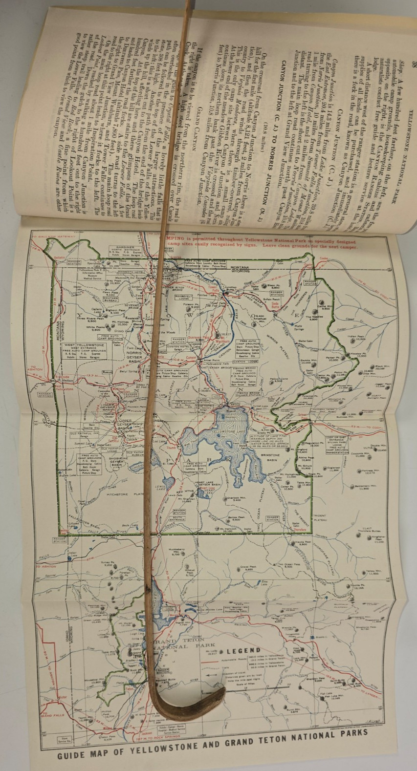 1930 Yellowstone National Park Circular Wyoming Department Interior Foldout Map