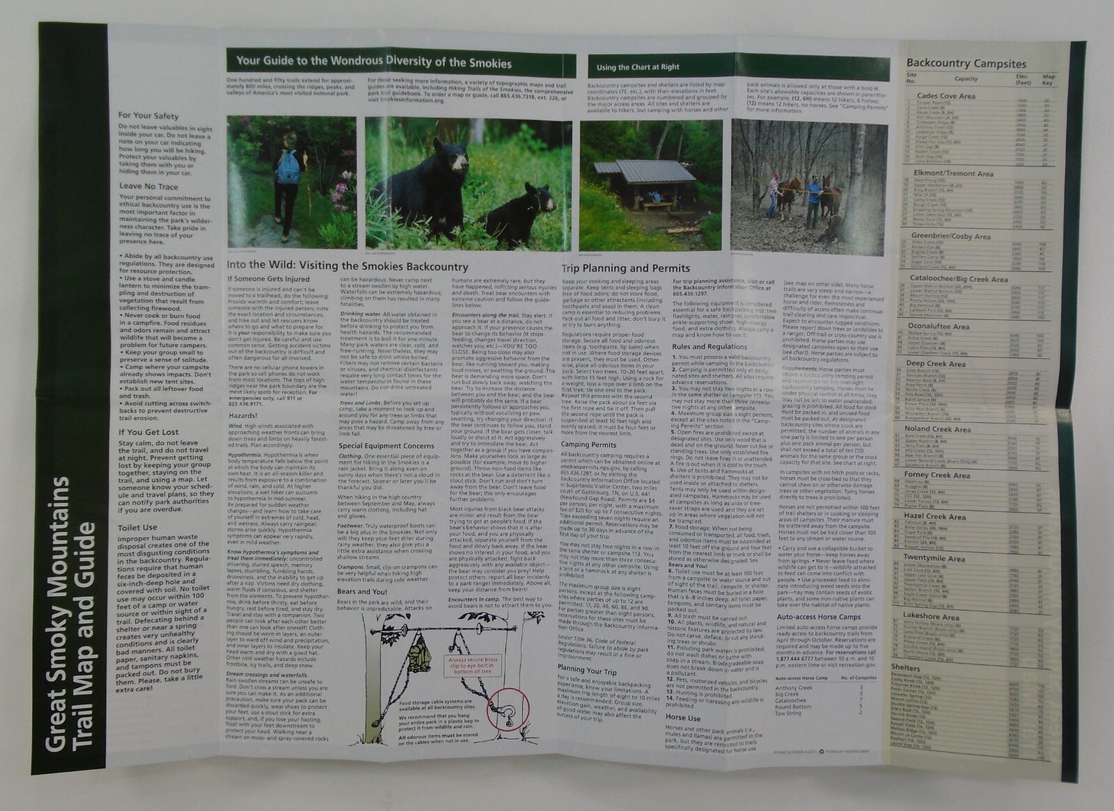 Great Smoky Mountains National Park Trail Paper Map 2022 Tennessee N. Carolina