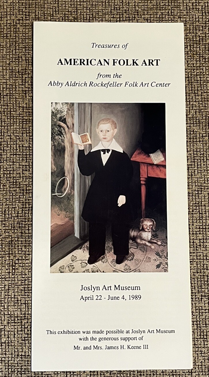AMERICAN FOLK ART EXHIBIT BROCHURE – JOSLYN ART MUSEUM OMAHA NEBRASKA 1989