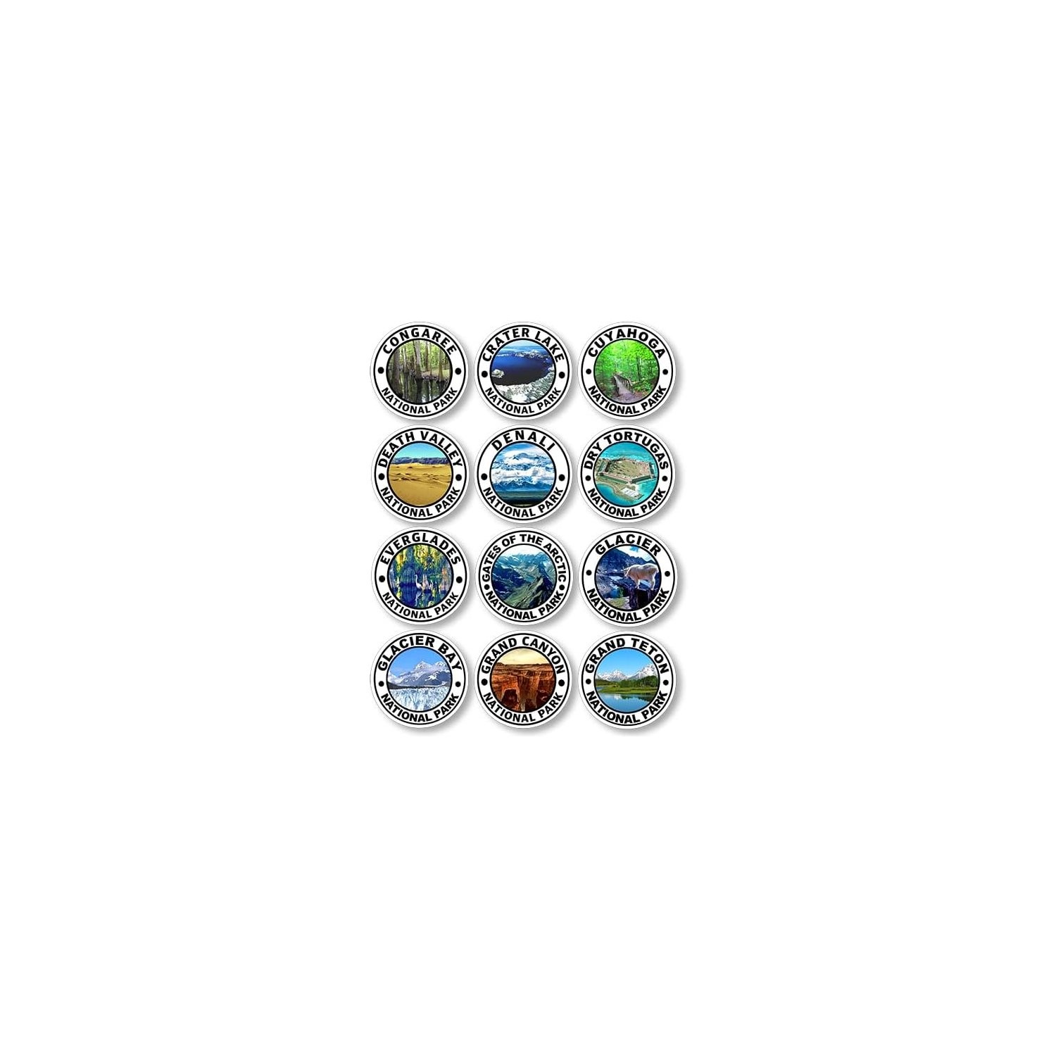 Vinyl National Park Decals 63 Count Round Stickers for Travel and Scrapbook