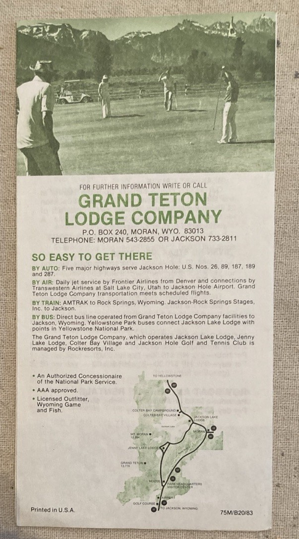 Grand Teton Lodge Company National Park Vintage Booklet 1983