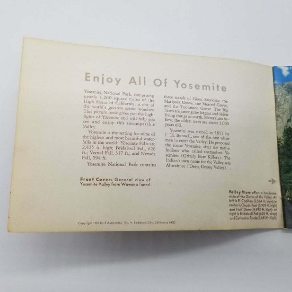 Yosemite Souvenir Book Vintage 50s All in Natural Color Pictures Map