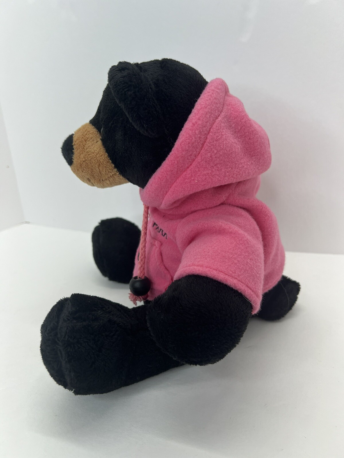 Wishpets Billy Black Bear Plush With Pink Rocky Mountain National Park Hoodie 9”