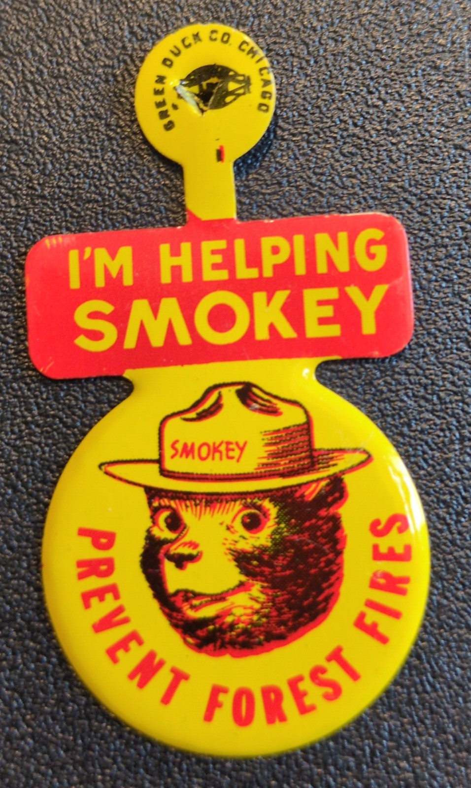 Vintage “I’m Helping Smokey Prevent Forest Fires” Fold Over Pin