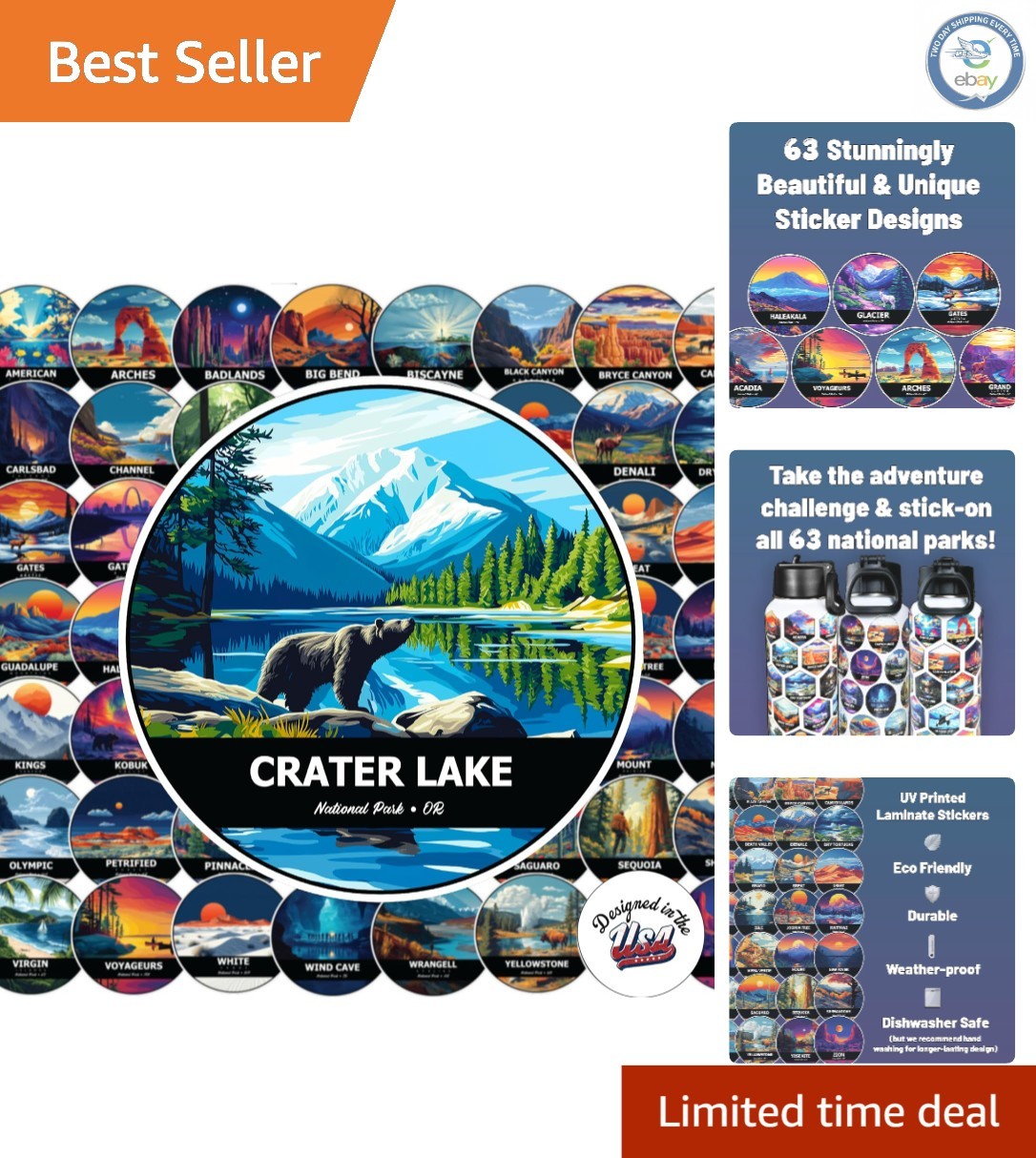 All 63 National Park Water Bottle Stickers – Vinyl, Waterproof & Fade-Resistant