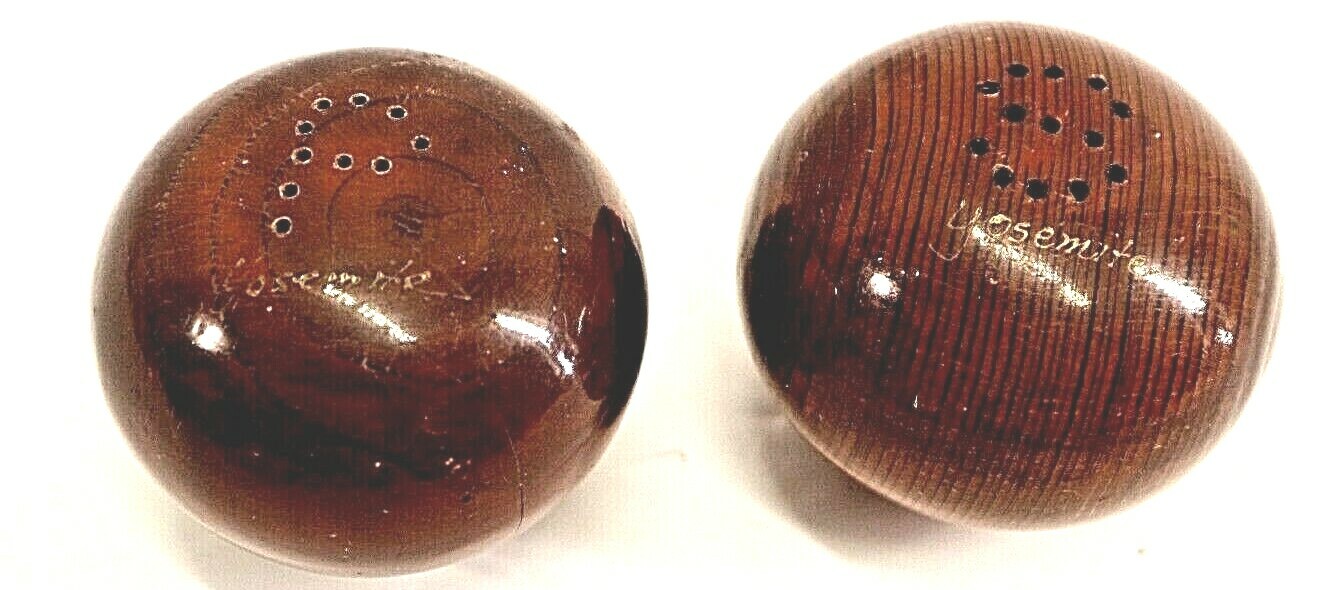 Yosemite Round Wood Salt Pepper Black Red Bottom National Park Memorabilia Read