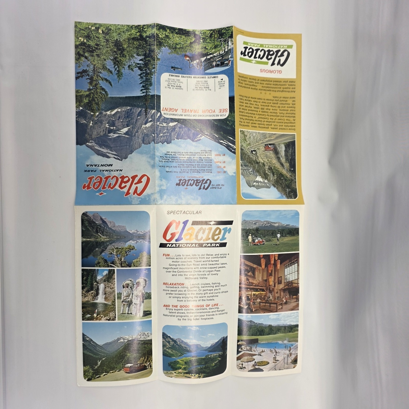 Glacier National Park Vintage 1960s Travel Brochure Scenic Guide Tourist Map