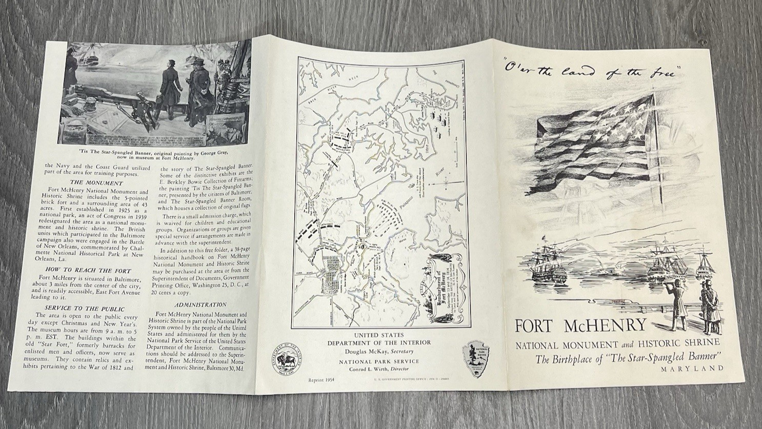 Vintage 1954 Fort McHenry National Monument Maryland Shrine Brochure Pamphlet