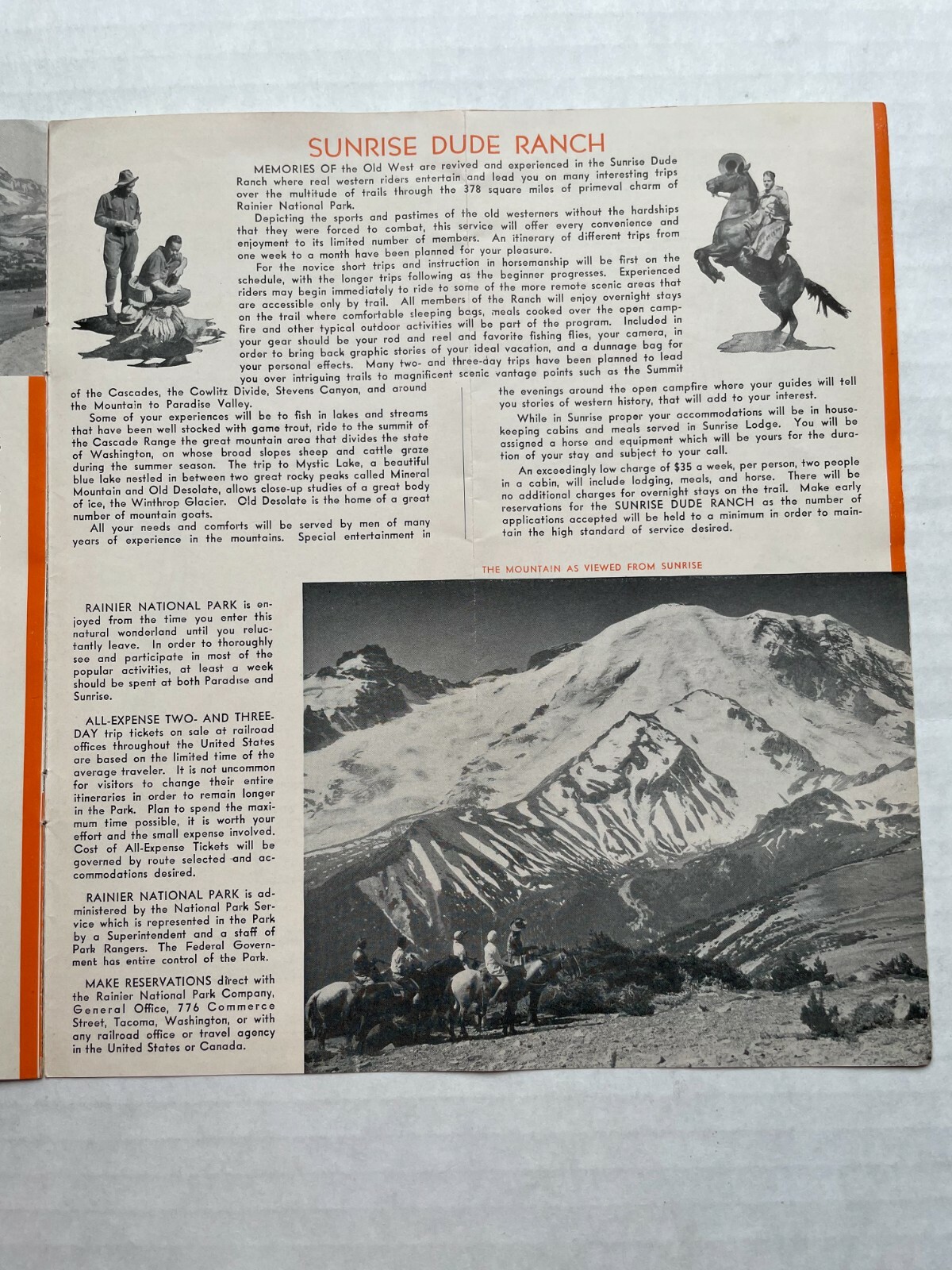1933 Travel Brochure for Rainier National Park in Washington Great Old Pics