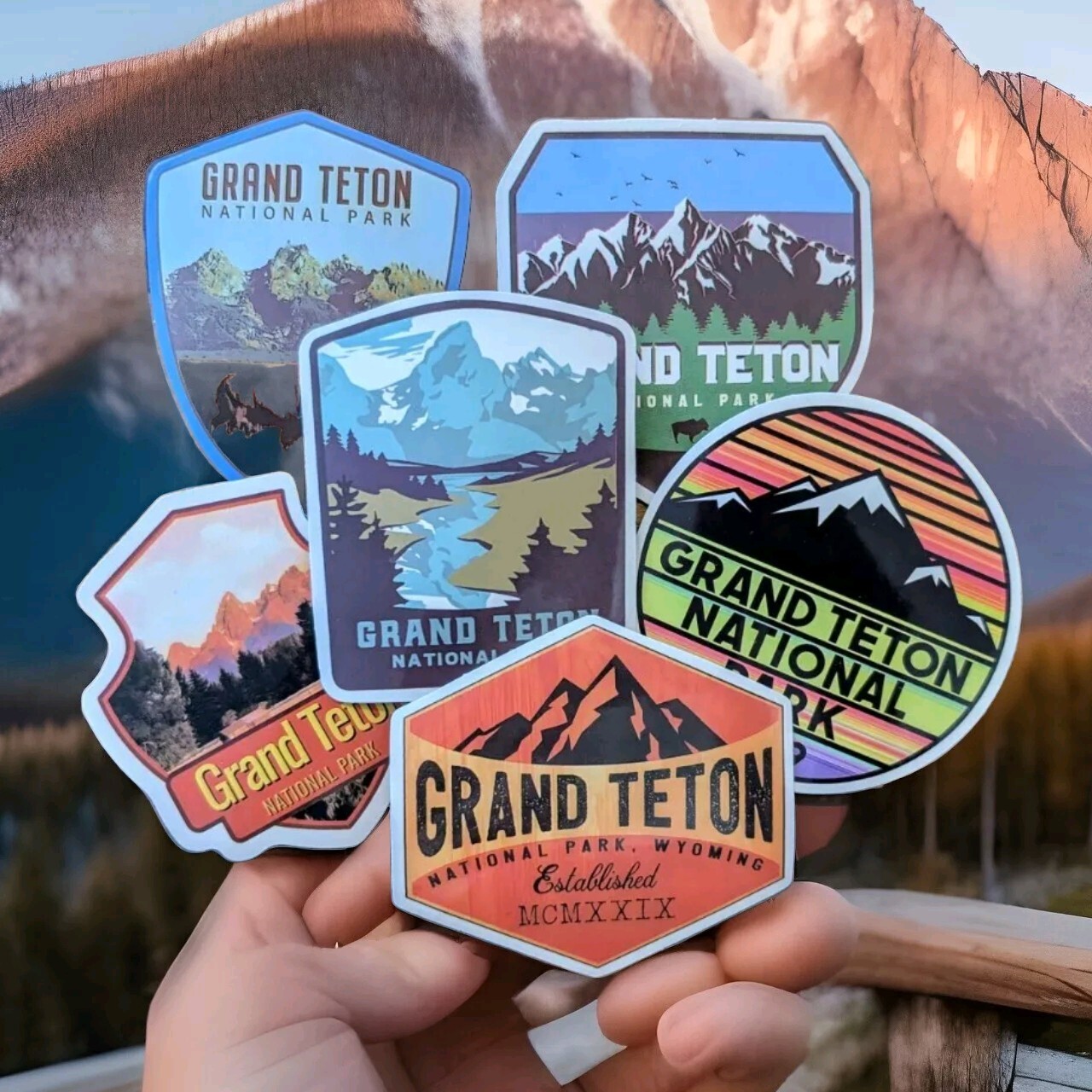 A Set Of Six (6) 3″ GRAND TETON National Park Sticker Decal