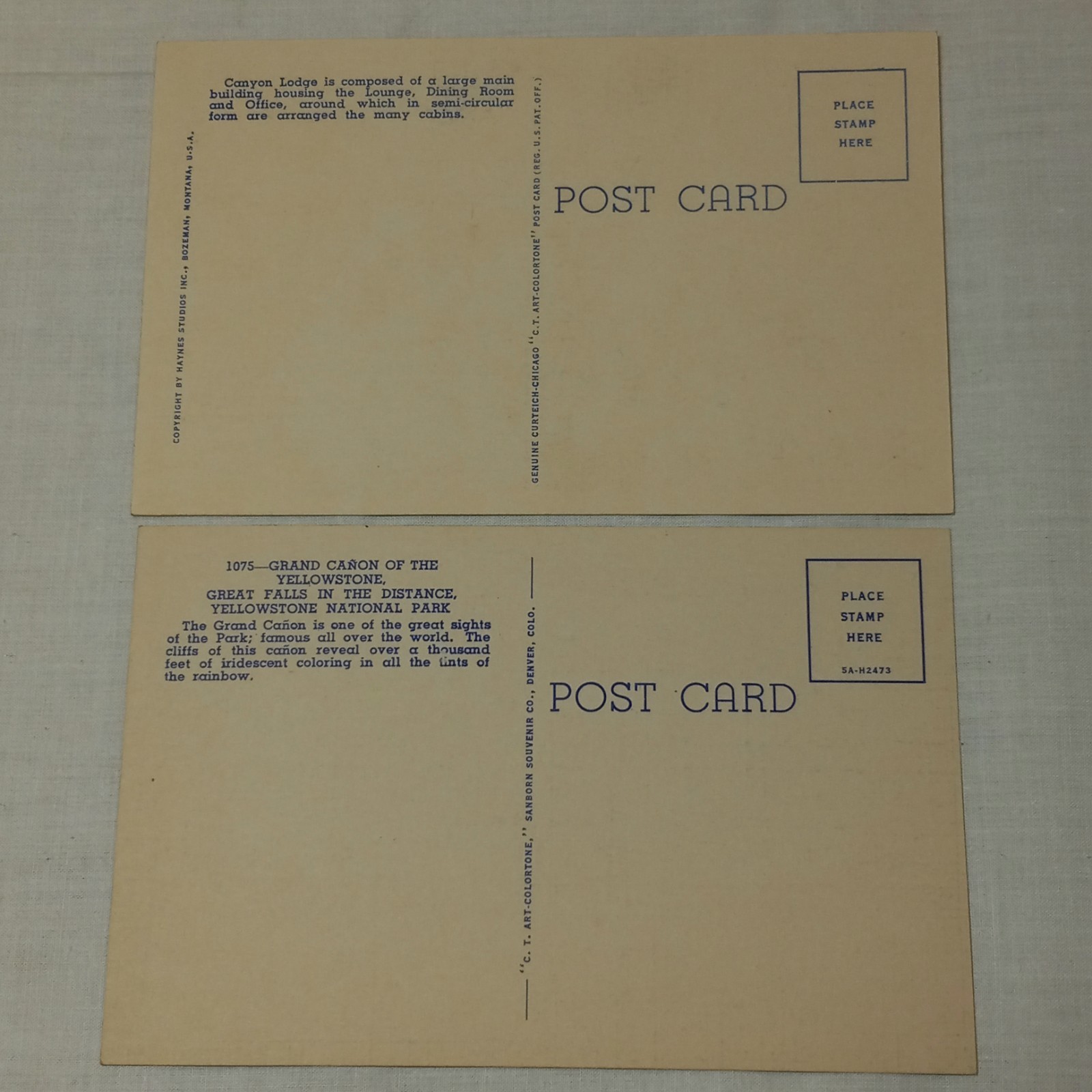 1950 Yellowstone National Park Ticket Permit + 9 Unposted Linen Postcards