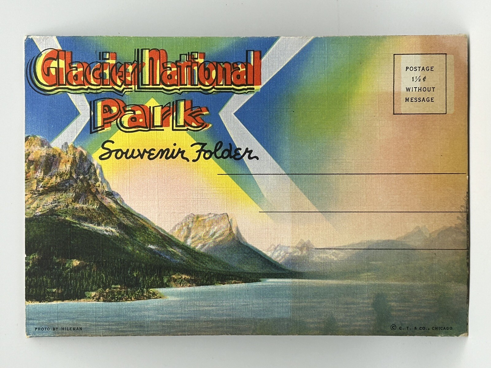 Vintage Glacier-Waterton National Parks Linen Postcard Folder
