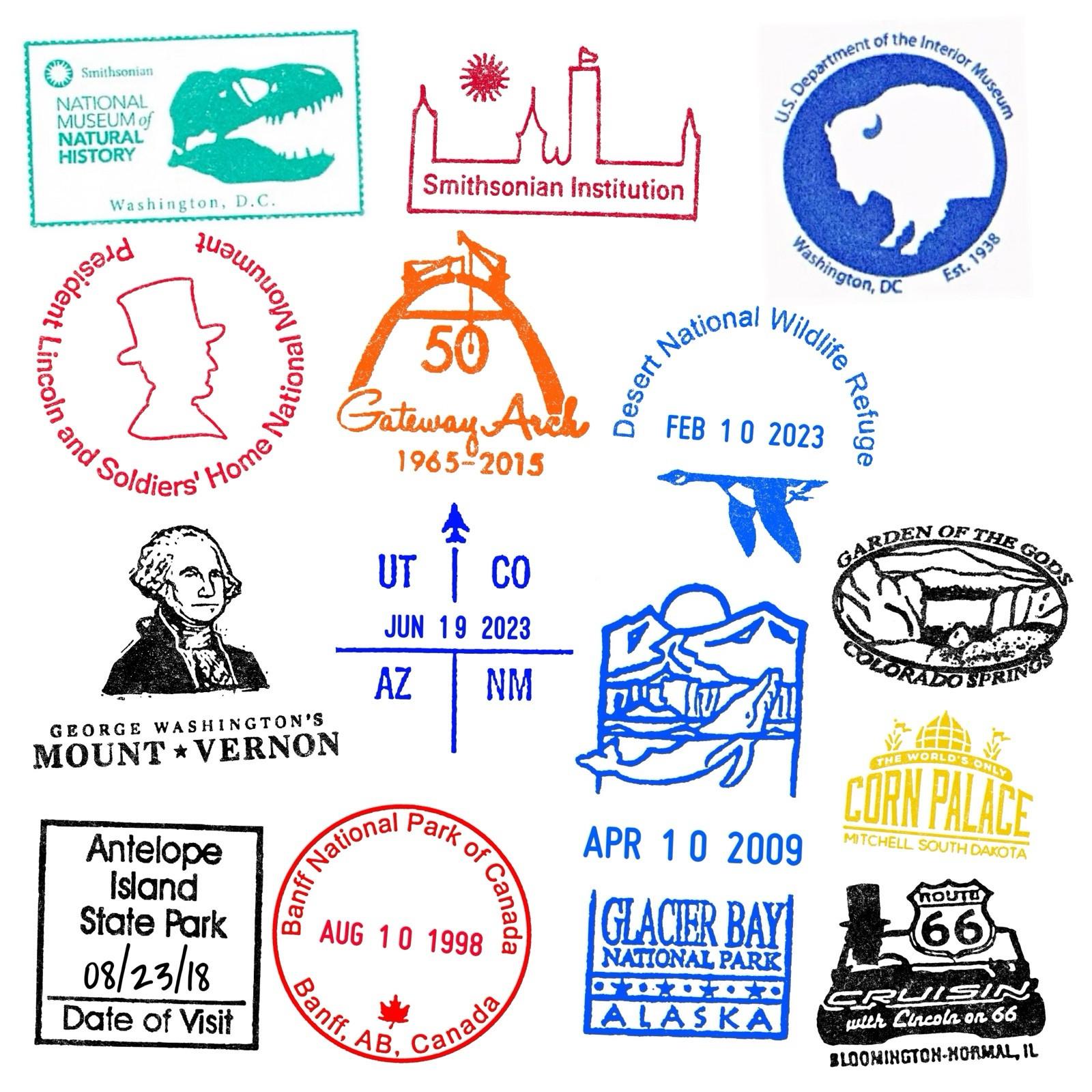 National Park Passport Cancellation Stamp Stickers- Passport Stickers
