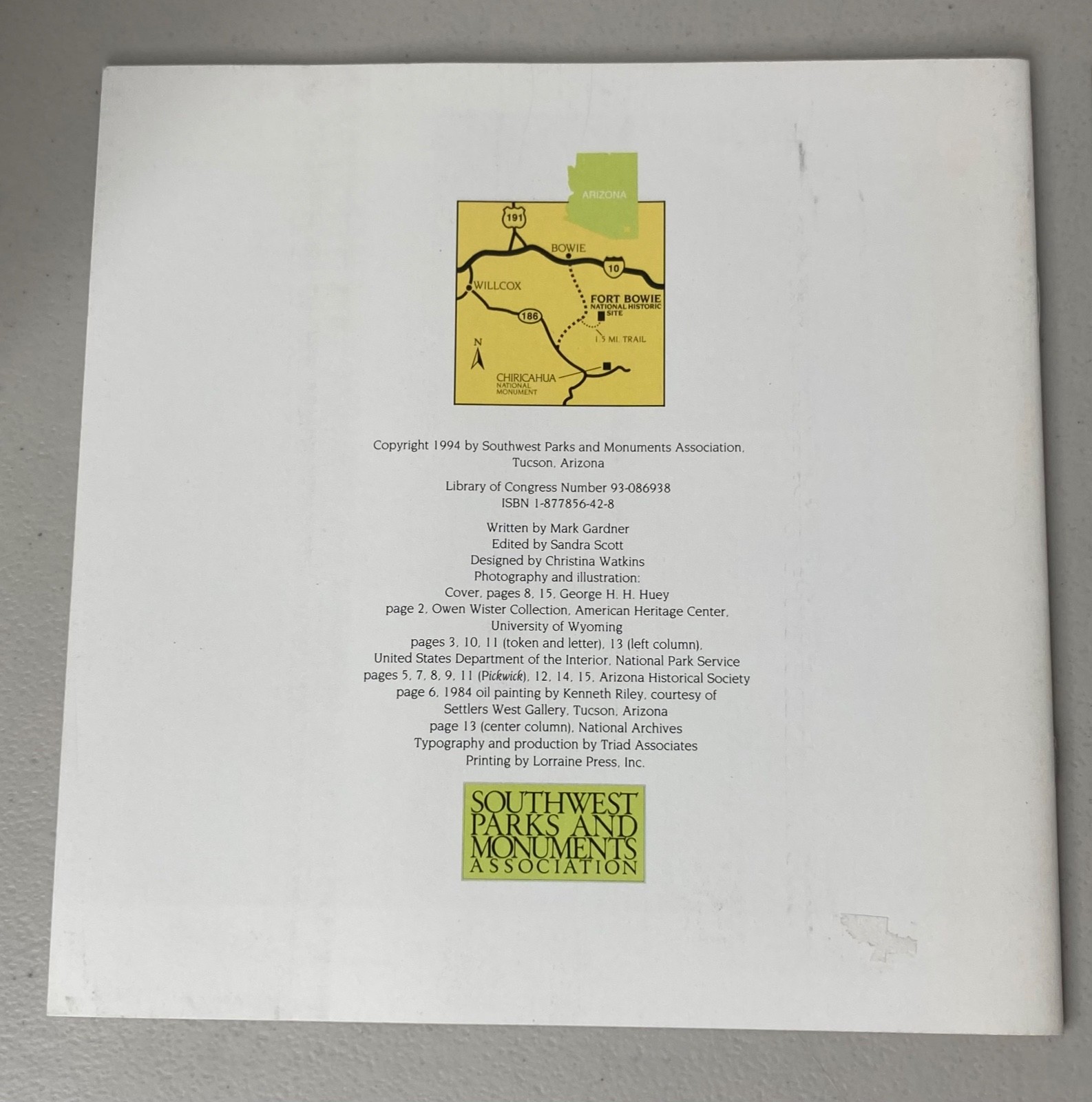 Southwest Parks and Monuments Association booklets Fort Bowie & Santa Fe Trail