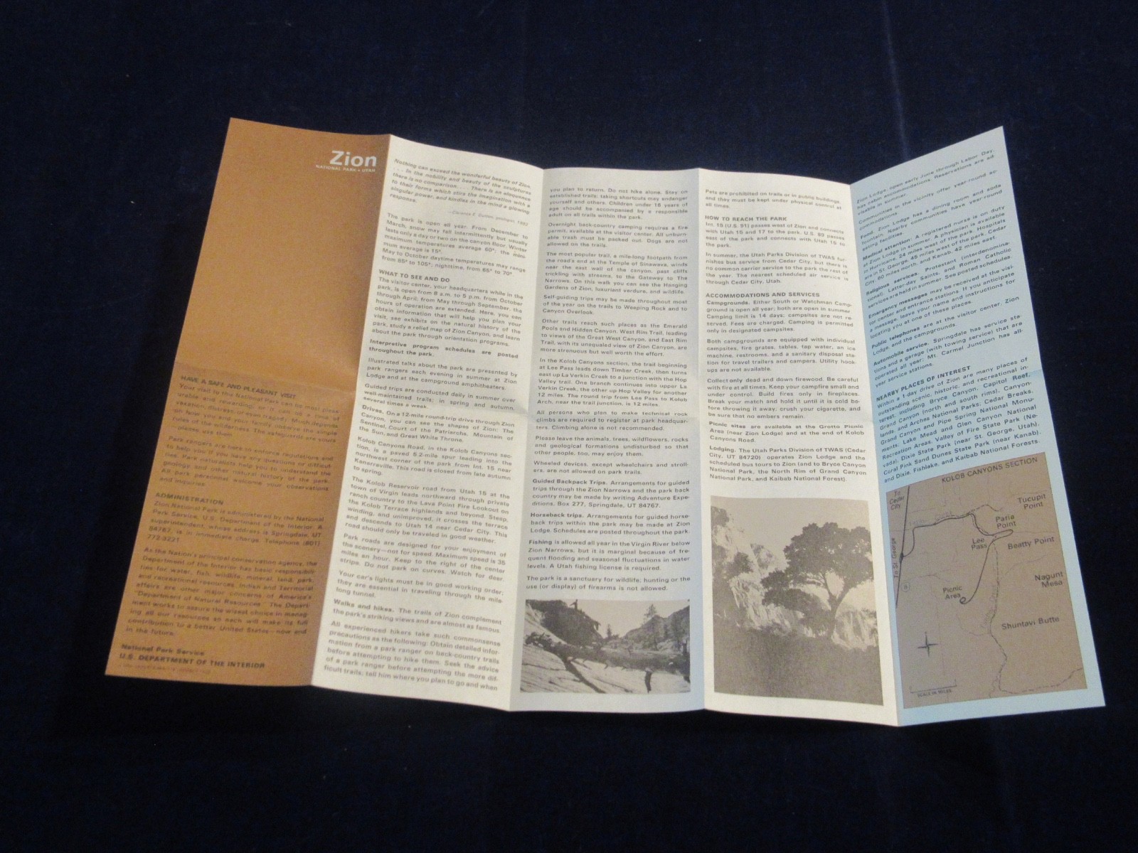 Vtg 1963 & 73 Zion National Park Travel Brochure Lot of 2 US Dept Interior C773