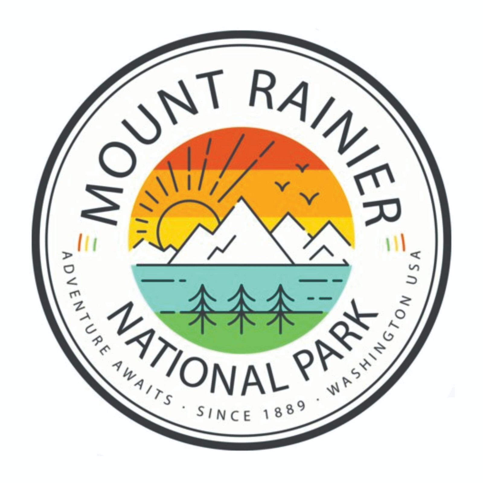 Mount Rainier National Park Sticker Washington National Park Decal