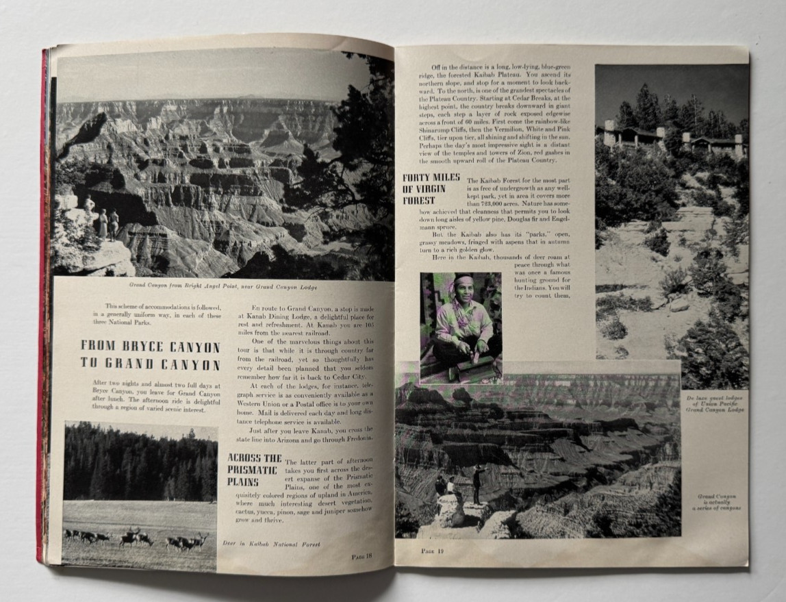 1940 Union Pacific Railroad Advertising Booklet Zion Bryce Grand Canyon Nat Park