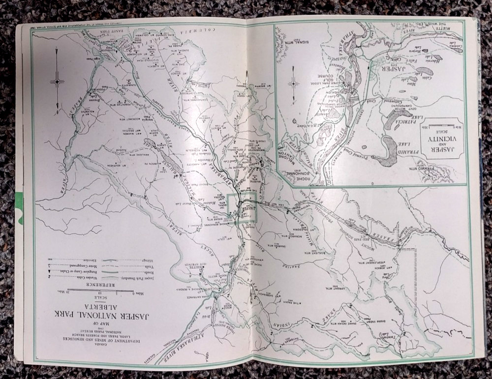 Vintage Jasper National Park in The Canadian Rockies Travel Guide dated 1940