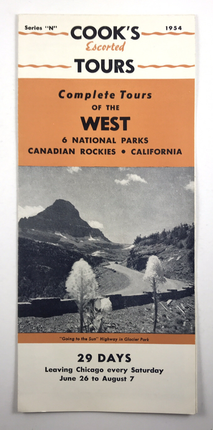 Vintage 1954 Complete Tours of West 6 National Parks Cook’s Tours Foldout